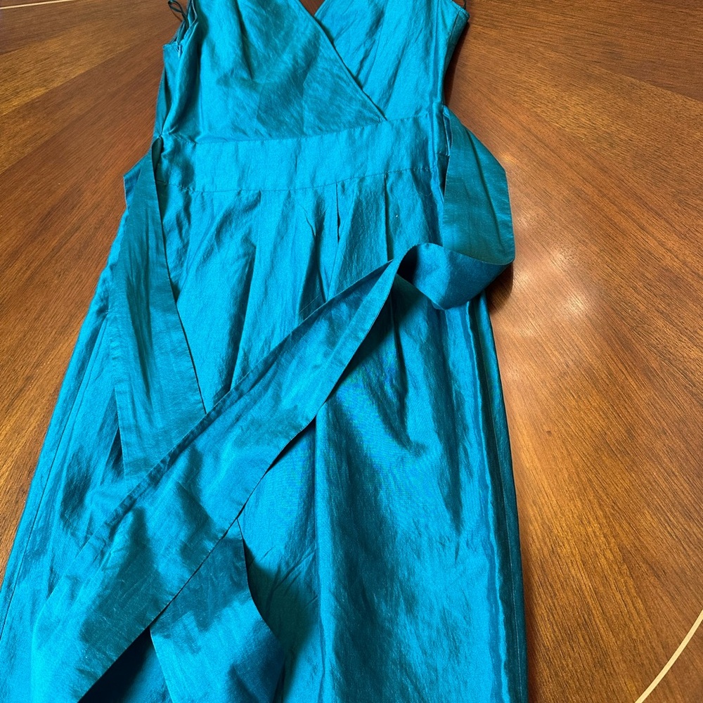 Moschino Teal Dress | Silk & Cotton Blend | Made in Italy | Elegant Designer - Picture 9 of 13